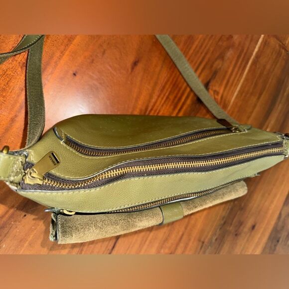 Fossil Kinley Green Leather Suede Crossbody Shoulder Bag Purse - Picture 6 of 16